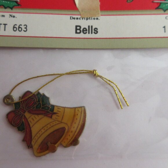 Mini Christmas Medley Metal Cloisonné & Filagree Lot 8 NOS Vintage Ornaments - Picture 5 of 11